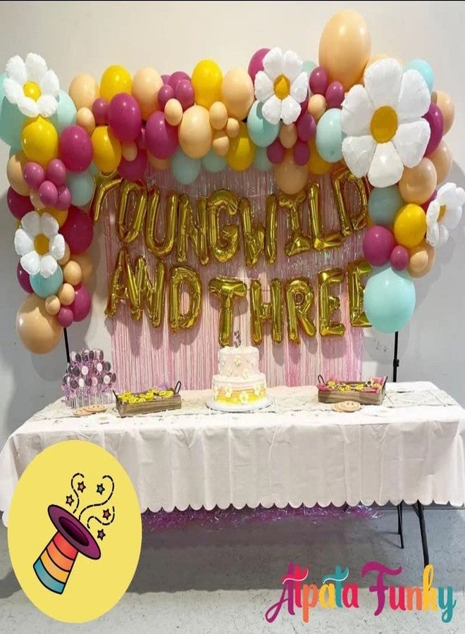 Atpata Funky Young Wild And Three 16inch Alphabet Foil Balloons for unisex 3rd Birthday Parties, Gold - Image 2